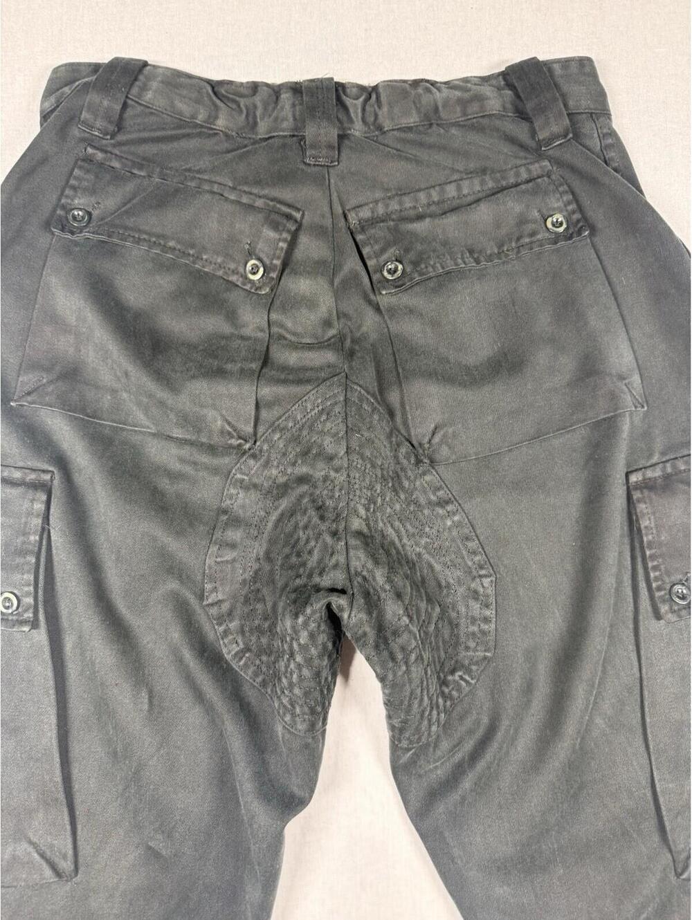 Cargo Pants Men 28x29 Gray Joggers Utility Gusset Quilted Saddle Seat Button Fly